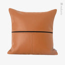 Axyaa Nordic Luxury Orange Leather Stitched Sofa Bed Pillow