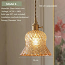 Axyaa Amber Glass Pendant Light Brass Vintage Adjustable Hanging Lamp