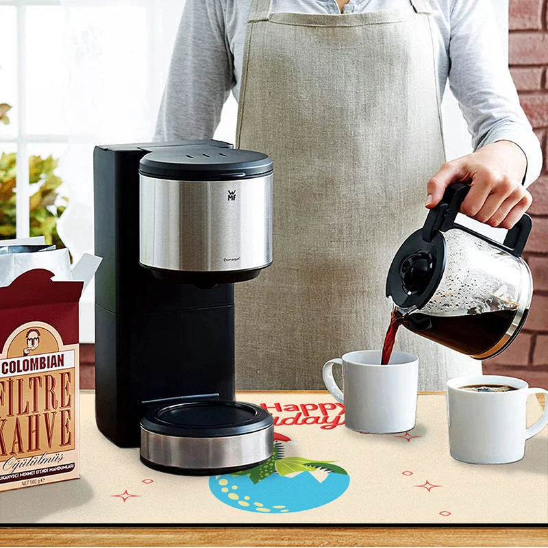 Axyaa Christmas Coffee Drying Mat Set - Absorbent Placemats for Table Cup Drying