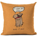 Square Linen Pug French Bulldog Pillow Cover by Axyaa
