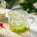 Axyaa Glass Mug with Flower Printings, Heat Resistant, Large Capacity, Coffee Juice Water Cup