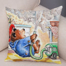 Axyaa Cartoon Bear Cushion Cover - Cute Animal Pillowcase for Sofa and Children's Room