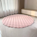 Axyaa Rabbit Hair Bubble Velvet Round Rug Plush Imitation Fur Mat for Home Decor