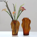 Axyaa Brown Wrinkle Glass Vase Floral Vases Modern Home Desk Decor