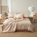Axyaa Summer Cool Quilt Set - Washed Cotton, Solid Color, Machine Washable