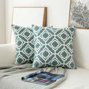 Axyaa Grey Blue/White Geometric Floral Embroidered Cushion Cover 45x45cm