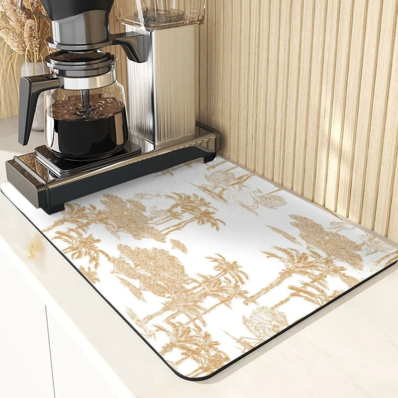 Axyaa Plant Pattern Drying Mat: Kitchen & Table Essential