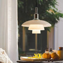 Axyaa Three-layer Glass Pendant Lighting in White Gold Silver