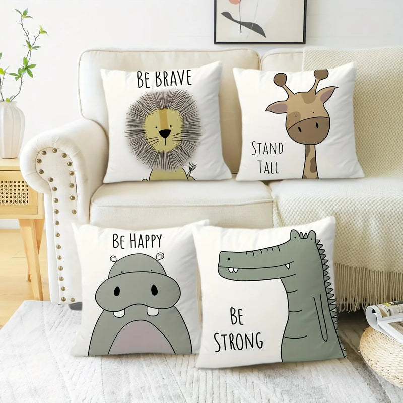 Axyaa Cartoon Animal Print Pillowcase for Living Room Decoration