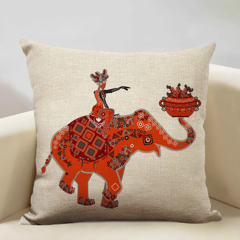 Axyaa African Woman Geometric Pillow Cover Ethnic Sofa Decoration