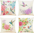 Axyaa Watercolor Hummingbird & Flower Cushion Cover 45X45cm Farmhouse Decor