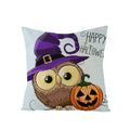 Axyaa Halloween Pillow Cover 45x45 - Pumpkin Owl Cat Spider Sofa Cushion Decor