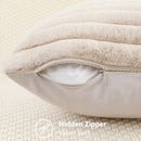 Axyaa Faux Fur Striped Pillow Covers 16x16 2pcs Soft Plush Velvet Back Decor
