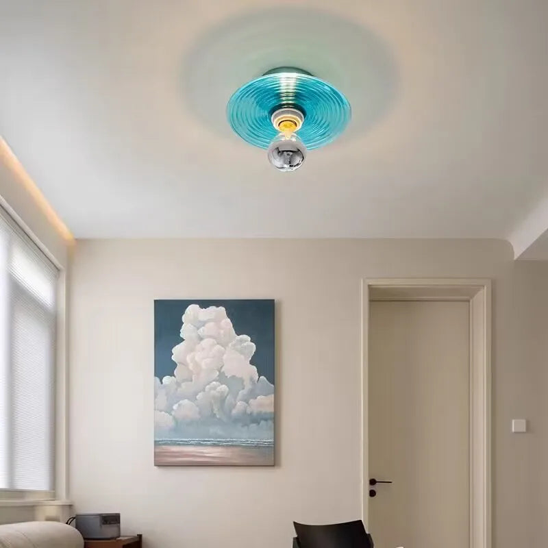 Axyaa Clear Blue Orange Glass Wall Sconce for Living Room