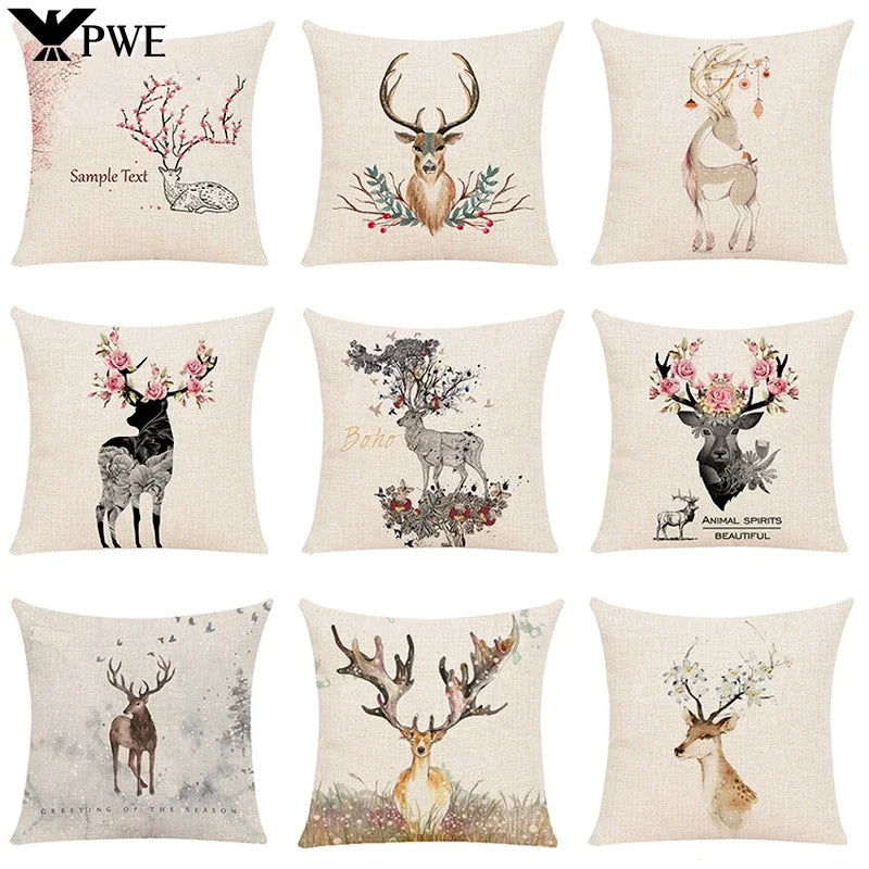 Milu Deer Pattern Print Pillow for Home Decor by Axyaa