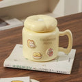 Axyaa Cartoon Ceramic Breakfast Coffee Mug with Lid for Home and Office