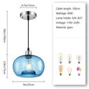 Axyaa Blue Bubble Glass Pendant Lights: Adjustable Hanging Fixtures for Living Room, Bedroom, Kitchen Island