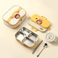 Axyaa Stainless Steel Divided Lunch Box Set - Large Capacity, Microwave Safe