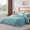 Axyaa King Size Striped Cashmere Quilt Set, Lightweight Velvet Bedspread & Coverlet