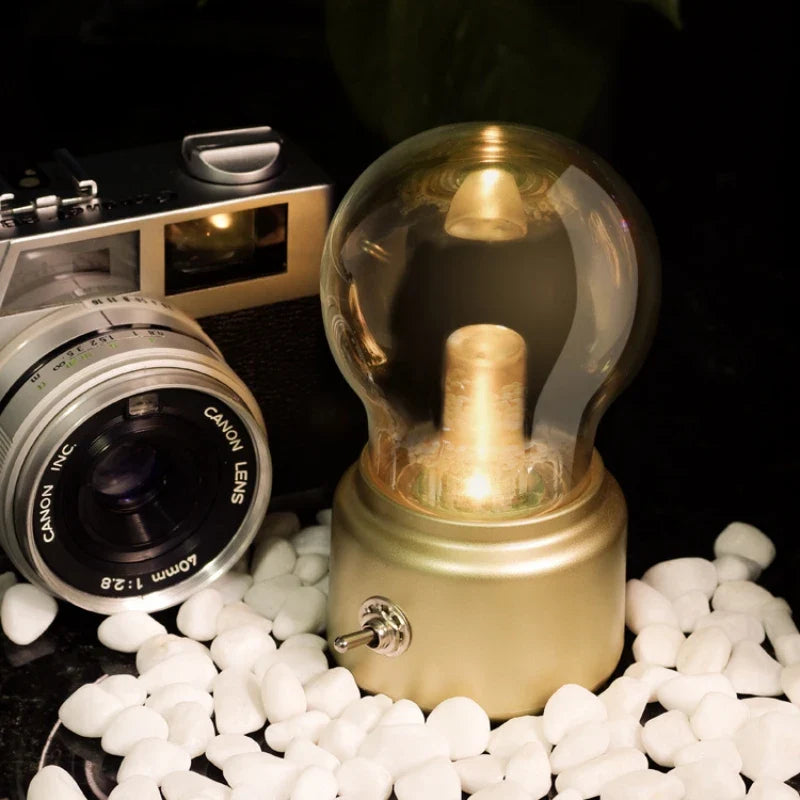 Axyaa Retro Bulb Night Light - USB Desktop Lamp for Bedroom and Office