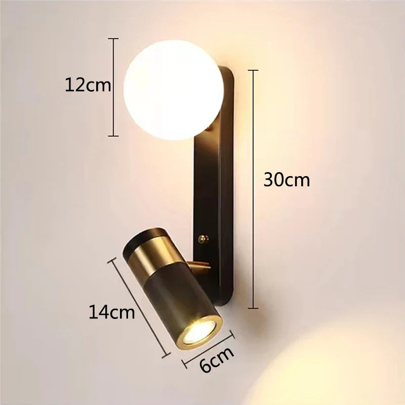 Axya LED Black Gold Spotlight Wall Lamp for Bedroom Living Room Decoration