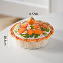 Axyaa Ceramic High-Footed Breakfast Bowl with Lid & Snack Plate