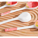 Cute Kawaii Strawberry Ceramic Soup Spoon by Axyaa: Hand Painted Long Handle Kitchen Accessory