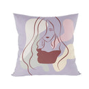 Abstract Line Drawing Girls Print Cushion Cover 45x45cm by Axyaa