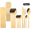 Axyaa 24Pcs Gold Cutlery Set Stainless Steel Flatware Dinnerware Kitchen Tableware