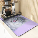 Axyaa Cute Cat Pattern Non-Slip Diatomaceous Earth Placemats Mats