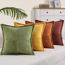 Axyaa Corduroy Throw Pillow Cover 45x45cm Splicing Design for Home Décor