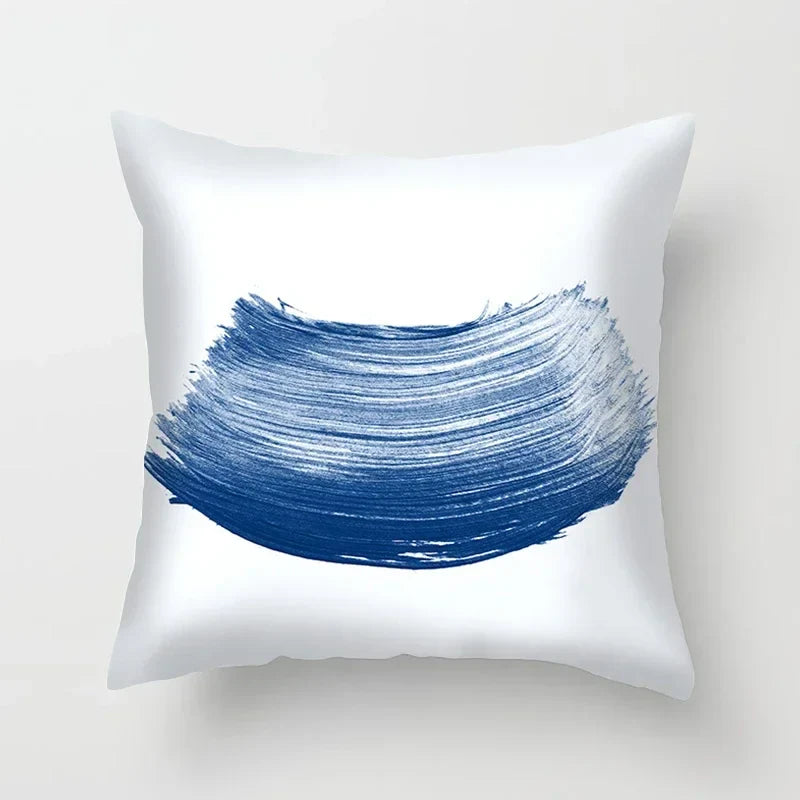 Blue Pattern Cushion Cover 45*45cm Pillowcase for Bedroom Sofa Home Decor by Axyaa
