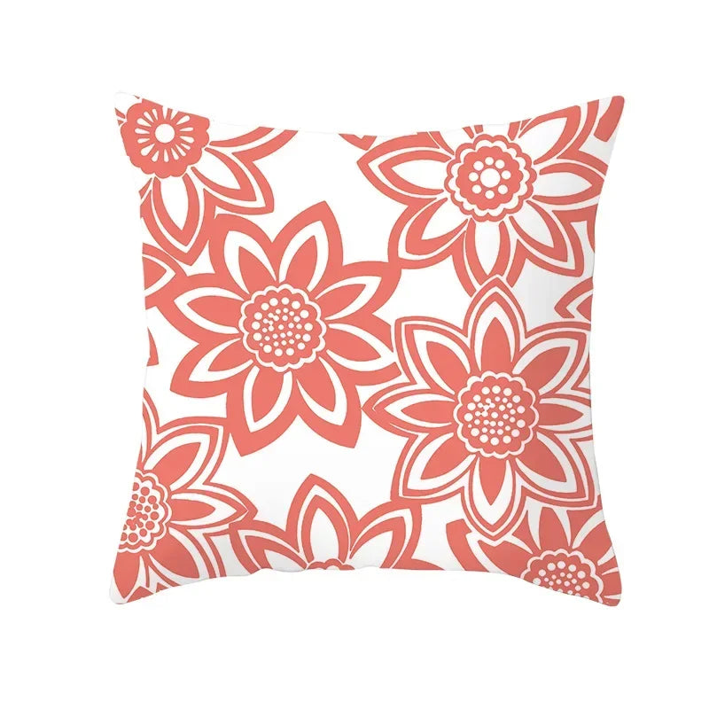 Axyaa Starfish Stripe Print Cushion Cover | Pink Coral Orange Home Decor Pillow Cover
