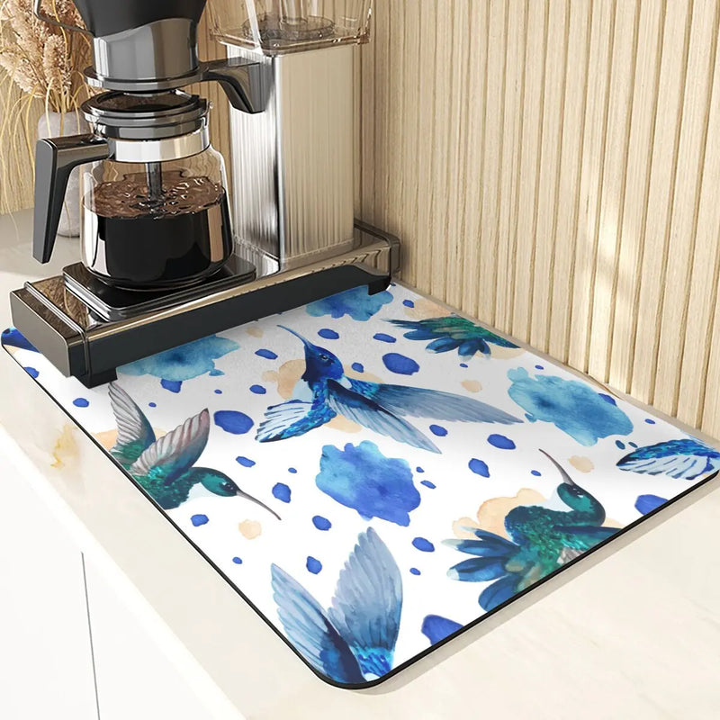 Axyaa Flowers Pattern Diatomaceous Earth Drying Mat Kitchen Accesories