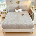 Axyaa Plush Jacquard Velvet Fitted Bed Sheet for Double King Queen Bed