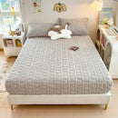 Axyaa Plush Jacquard Velvet Fitted Bed Sheet for Double King Queen Bed