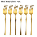 Axyaa 24-Piece Gold Stainless Steel Cutlery Set Flatware Knife Fork Spoon Mirror Matte