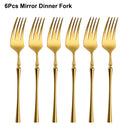 Axyaa 24-Piece Gold Stainless Steel Cutlery Set Flatware Knife Fork Spoon Mirror Matte