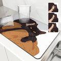Axyaa Cartoon Cat Kitchen Drying Mat - Quick Dry Drain Pad for Faucet