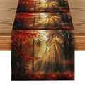 Axyaa Autumn Forest Sunshine Table Runner for Dining Room