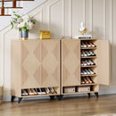 Axyaa 6-Tier Wooden Shoe Cabinet with Doors, Adjustable Shelves Organizer