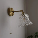 Axyaa Vintage Copper Glass Wall Light with Pull Chain Switch - LED Fixture for Bar, Bedroom, Dining Room