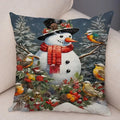Axyaa Winter Snowman Print Pillowcase Set for Christmas Day Party Décor & Home Gift
