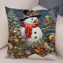 Axyaa Winter Snowman Print Pillowcase Set for Christmas Day Party Décor & Home Gift