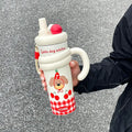 Axyaa Cute Insulated Straw Tumbler with Handle, Leakproof Thermos Bottle