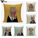 Axyaa Cute Animal Linen Cushion Cover 45*45cm for Child Sofa Home deco
