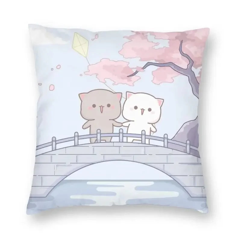 Axyaa Bedroom Living Room Couple Cute Cat Fishing Goma Federa Decor Set