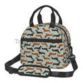 Dachshund Print Insulated Lunch Bag by Axyaa - Waterproof Thermal Tote with Adjustable Strap