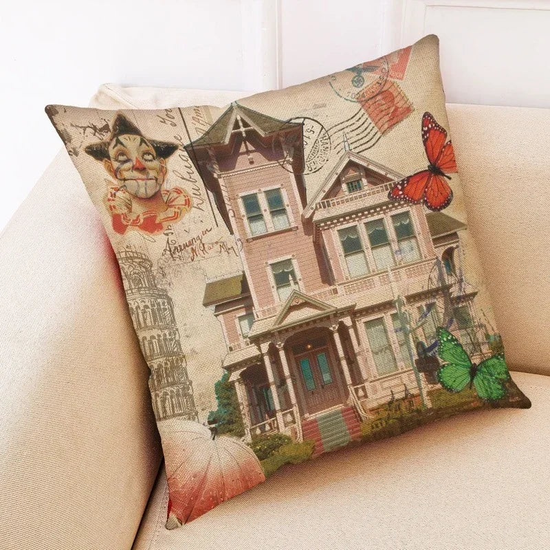 Retro Design Linen Pillowcase for Living Room & Bedroom by Axyaa