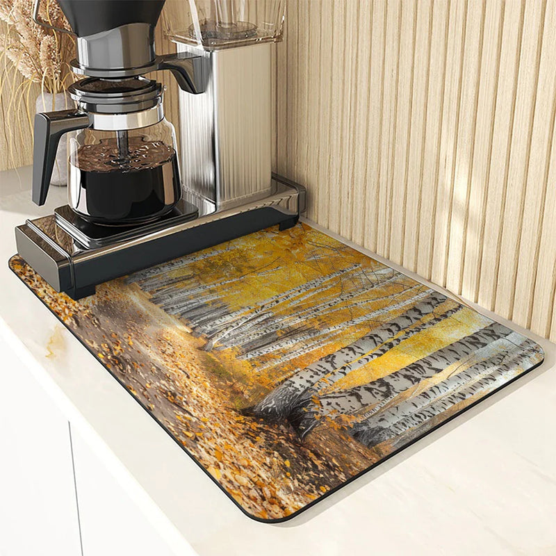 Axyaa Autumn Forest Absorbent Anti-slip Dish Mat